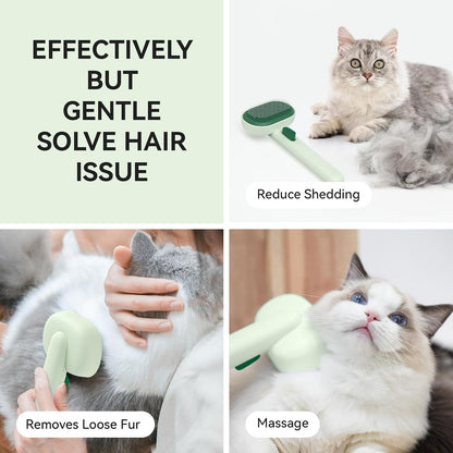 Skin Friendly Self-Cleaning Slicker Brush for Dogs & Cats, Gentle Pet Grooming Tool for Shedding & Deshedding, Efficient Hair Remover for Long & Short Haired Pets | Self Cleaning Pet Brush for Long or Semi-Short Haired Cats, Removing Loose Fur & Tangles