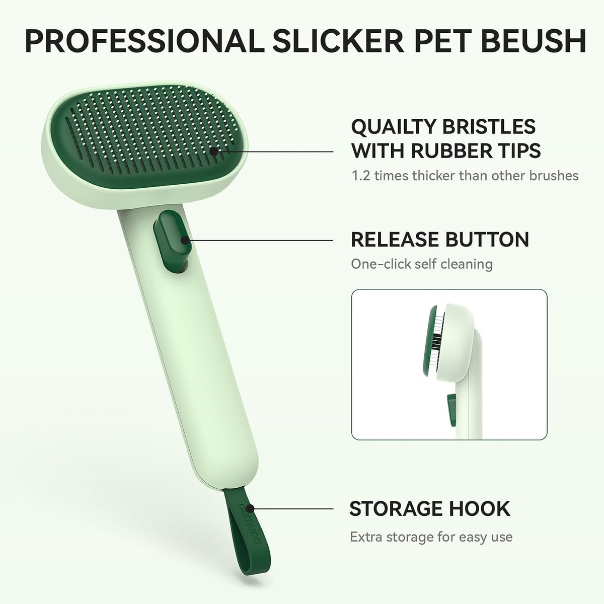 Skin Friendly Self-Cleaning Slicker Brush for Dogs & Cats, Gentle Pet Grooming Tool for Shedding & Deshedding, Efficient Hair Remover for Long & Short Haired Pets | Self Cleaning Pet Brush for Long or Semi-Short Haired Cats, Removing Loose Fur & Tangles