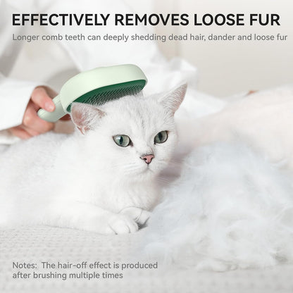 Skin Friendly Self-Cleaning Slicker Brush for Dogs & Cats, Gentle Pet Grooming Tool for Shedding & Deshedding, Efficient Hair Remover for Long & Short Haired Pets | Self Cleaning Pet Brush for Long or Semi-Short Haired Cats, Removing Loose Fur & Tangles