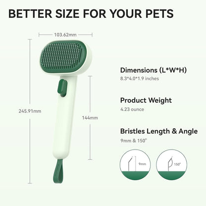 Skin Friendly Self-Cleaning Slicker Brush for Dogs & Cats, Gentle Pet Grooming Tool for Shedding & Deshedding, Efficient Hair Remover for Long & Short Haired Pets | Self Cleaning Pet Brush for Long or Semi-Short Haired Cats, Removing Loose Fur & Tangles