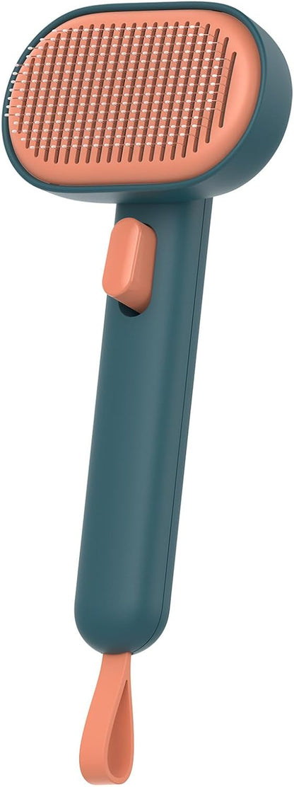 Skin Friendly Self-Cleaning Slicker Brush for Dogs & Cats, Gentle Pet Grooming Tool for Shedding & Deshedding, Efficient Hair Remover for Long & Short Haired Pets | Self Cleaning Pet Brush for Long or Semi-Short Haired Cats, Removing Loose Fur & Tangles