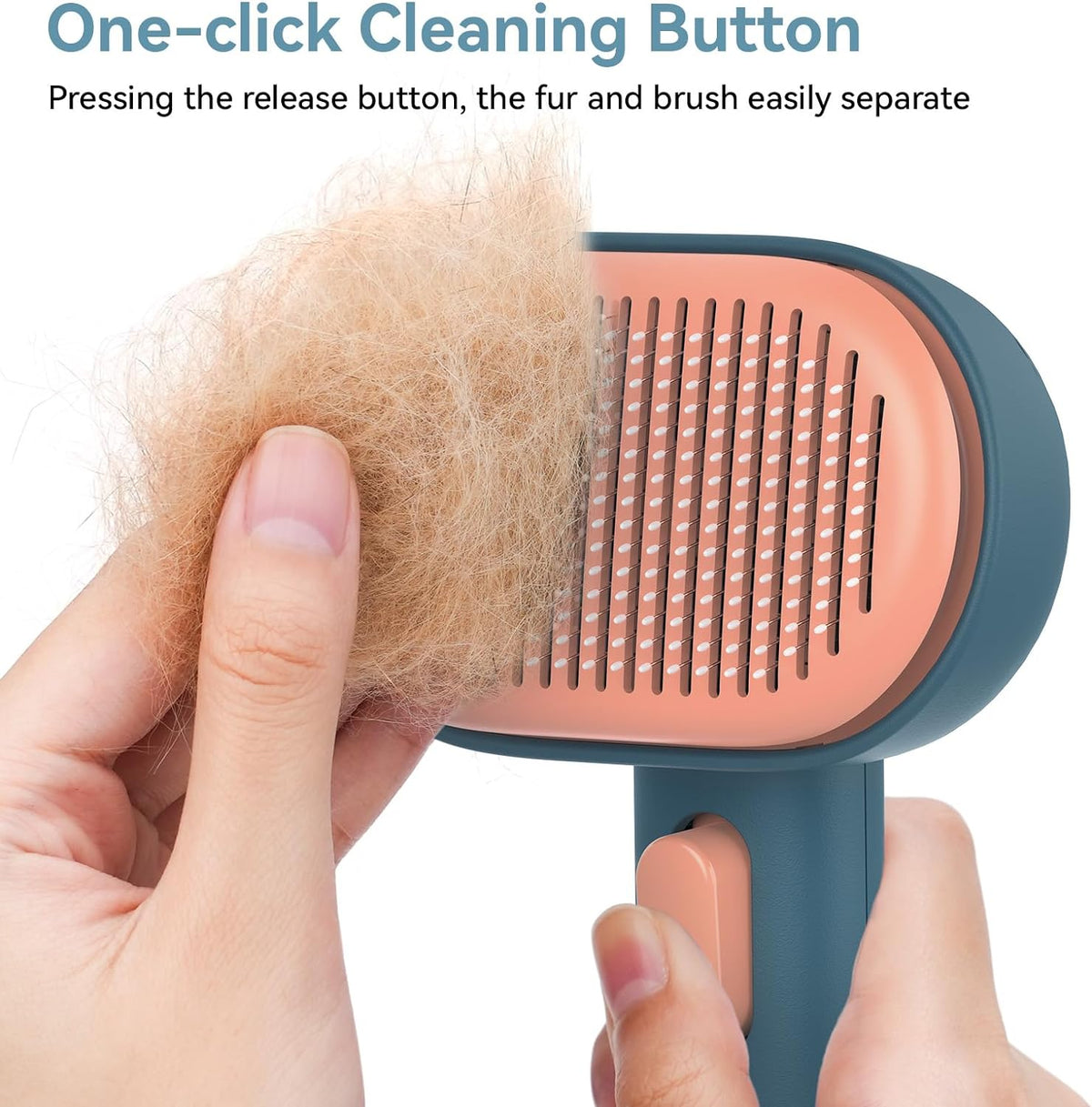 Skin Friendly Self-Cleaning Slicker Brush for Dogs & Cats, Gentle Pet Grooming Tool for Shedding & Deshedding, Efficient Hair Remover for Long & Short Haired Pets | Self Cleaning Pet Brush for Long or Semi-Short Haired Cats, Removing Loose Fur & Tangles