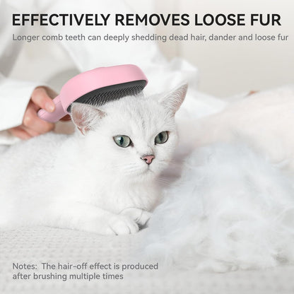 Skin Friendly Self-Cleaning Slicker Brush for Dogs & Cats, Gentle Pet Grooming Tool for Shedding & Deshedding, Efficient Hair Remover for Long & Short Haired Pets | Self Cleaning Pet Brush for Long or Semi-Short Haired Cats, Removing Loose Fur & Tangles