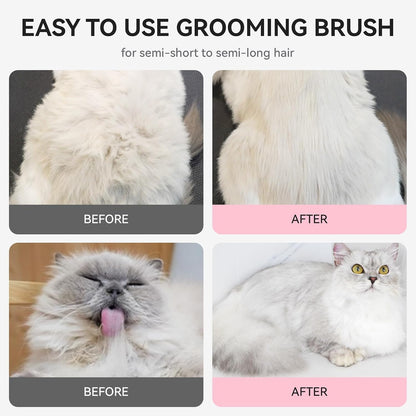 Skin Friendly Self-Cleaning Slicker Brush for Dogs & Cats, Gentle Pet Grooming Tool for Shedding & Deshedding, Efficient Hair Remover for Long & Short Haired Pets | Self Cleaning Pet Brush for Long or Semi-Short Haired Cats, Removing Loose Fur & Tangles