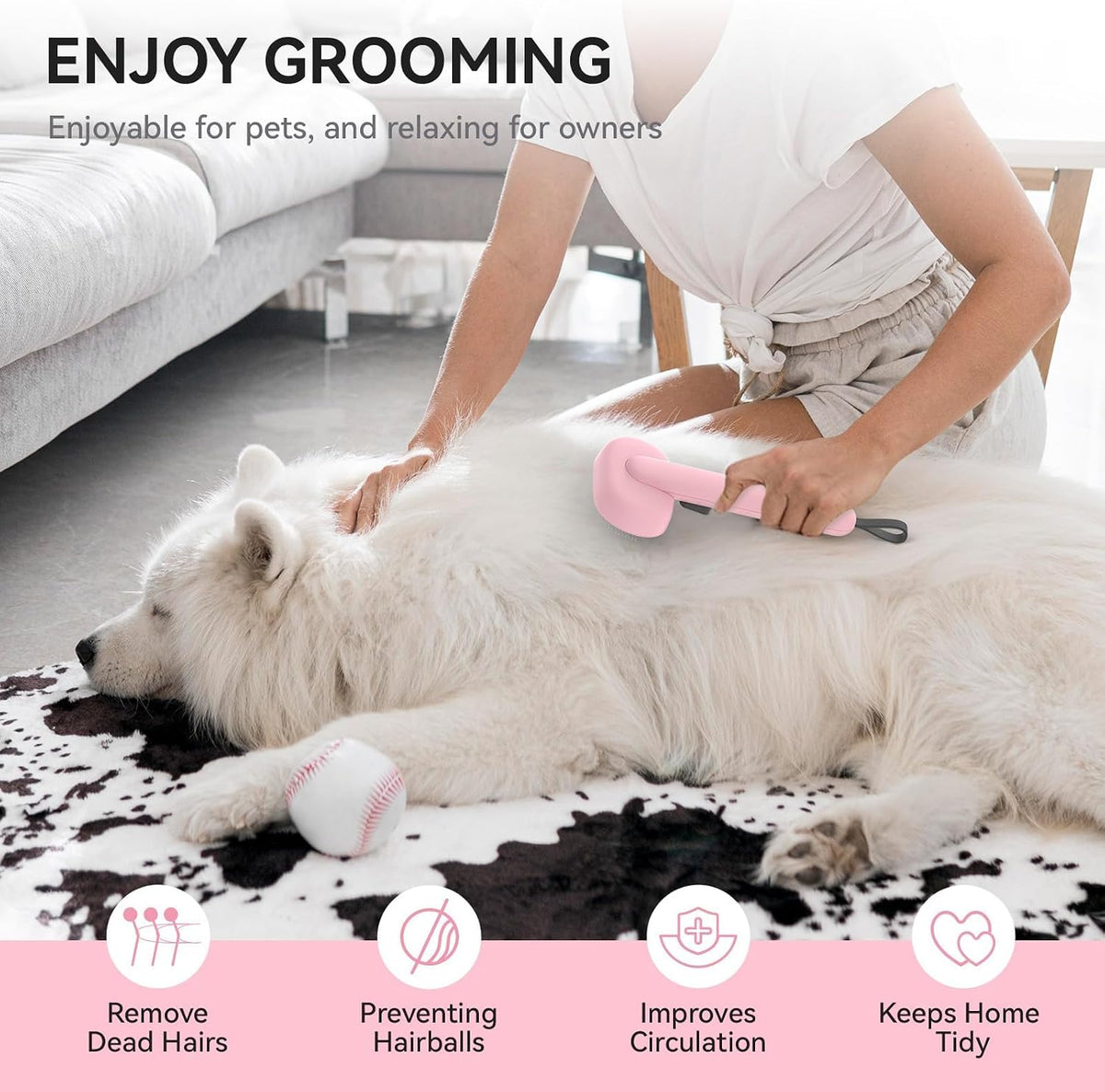 Skin Friendly Self-Cleaning Slicker Brush for Dogs & Cats, Gentle Pet Grooming Tool for Shedding & Deshedding, Efficient Hair Remover for Long & Short Haired Pets | Self Cleaning Pet Brush for Long or Semi-Short Haired Cats, Removing Loose Fur & Tangles
