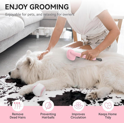 Skin Friendly Self-Cleaning Slicker Brush for Dogs & Cats, Gentle Pet Grooming Tool for Shedding & Deshedding, Efficient Hair Remover for Long & Short Haired Pets | Self Cleaning Pet Brush for Long or Semi-Short Haired Cats, Removing Loose Fur & Tangles