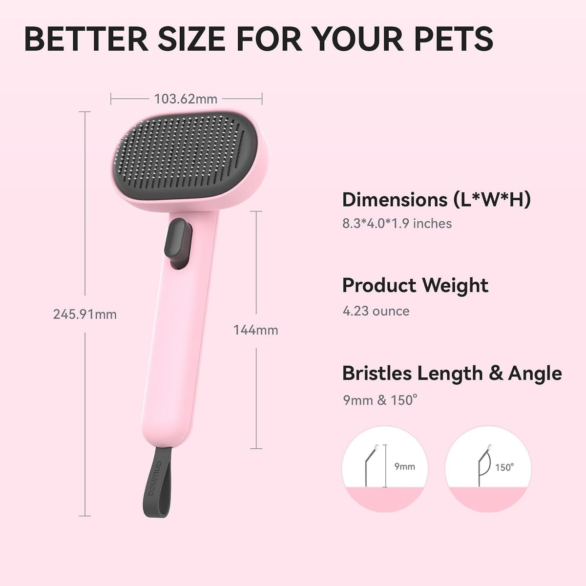 Skin Friendly Self-Cleaning Slicker Brush for Dogs & Cats, Gentle Pet Grooming Tool for Shedding & Deshedding, Efficient Hair Remover for Long & Short Haired Pets | Self Cleaning Pet Brush for Long or Semi-Short Haired Cats, Removing Loose Fur & Tangles