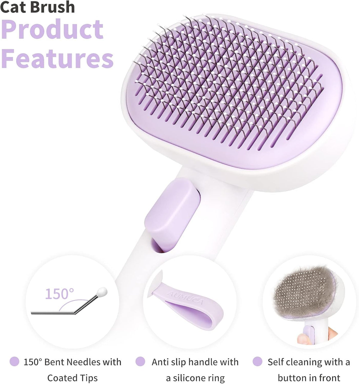 Skin Friendly Self-Cleaning Slicker Brush for Dogs & Cats, Gentle Pet Grooming Tool for Shedding & Deshedding, Efficient Hair Remover for Long & Short Haired Pets | Self Cleaning Pet Brush for Long or Semi-Short Haired Cats, Removing Loose Fur & Tangles