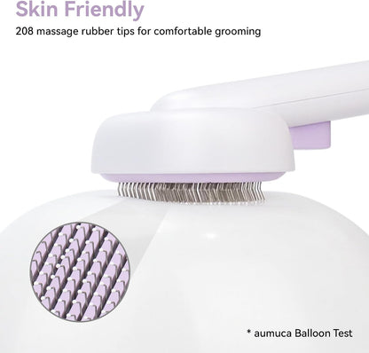 Skin Friendly Self-Cleaning Slicker Brush for Dogs & Cats, Gentle Pet Grooming Tool for Shedding & Deshedding, Efficient Hair Remover for Long & Short Haired Pets | Self Cleaning Pet Brush for Long or Semi-Short Haired Cats, Removing Loose Fur & Tangles