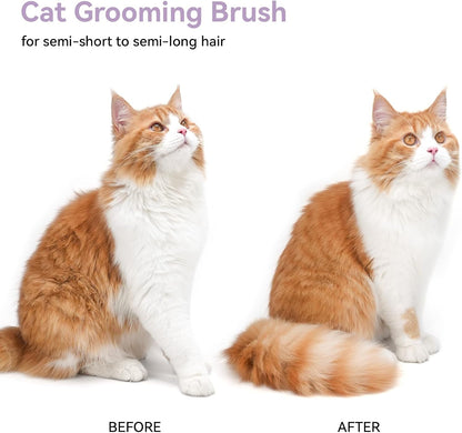 Skin Friendly Self-Cleaning Slicker Brush for Dogs & Cats, Gentle Pet Grooming Tool for Shedding & Deshedding, Efficient Hair Remover for Long & Short Haired Pets | Self Cleaning Pet Brush for Long or Semi-Short Haired Cats, Removing Loose Fur & Tangles