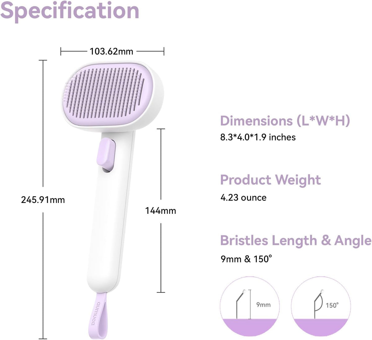 Skin Friendly Self-Cleaning Slicker Brush for Dogs & Cats, Gentle Pet Grooming Tool for Shedding & Deshedding, Efficient Hair Remover for Long & Short Haired Pets | Self Cleaning Pet Brush for Long or Semi-Short Haired Cats, Removing Loose Fur & Tangles