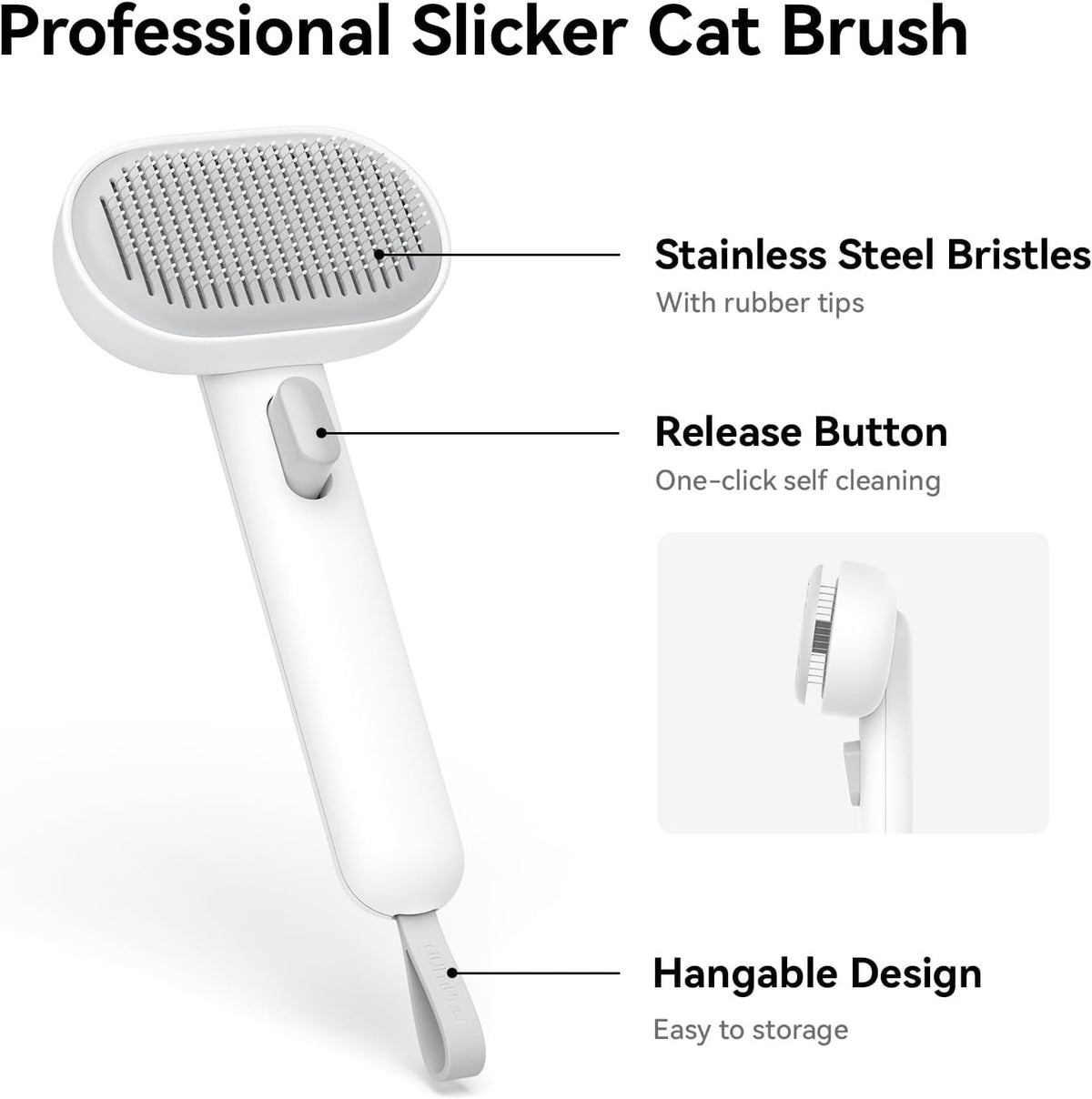Skin Friendly Self-Cleaning Slicker Brush for Dogs & Cats, Gentle Pet Grooming Tool for Shedding & Deshedding, Efficient Hair Remover for Long & Short Haired Pets | Self Cleaning Pet Brush for Long or Semi-Short Haired Cats, Removing Loose Fur & Tangles