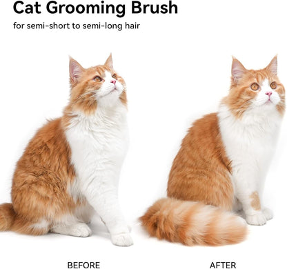 Skin Friendly Self-Cleaning Slicker Brush for Dogs & Cats, Gentle Pet Grooming Tool for Shedding & Deshedding, Efficient Hair Remover for Long & Short Haired Pets | Self Cleaning Pet Brush for Long or Semi-Short Haired Cats, Removing Loose Fur & Tangles