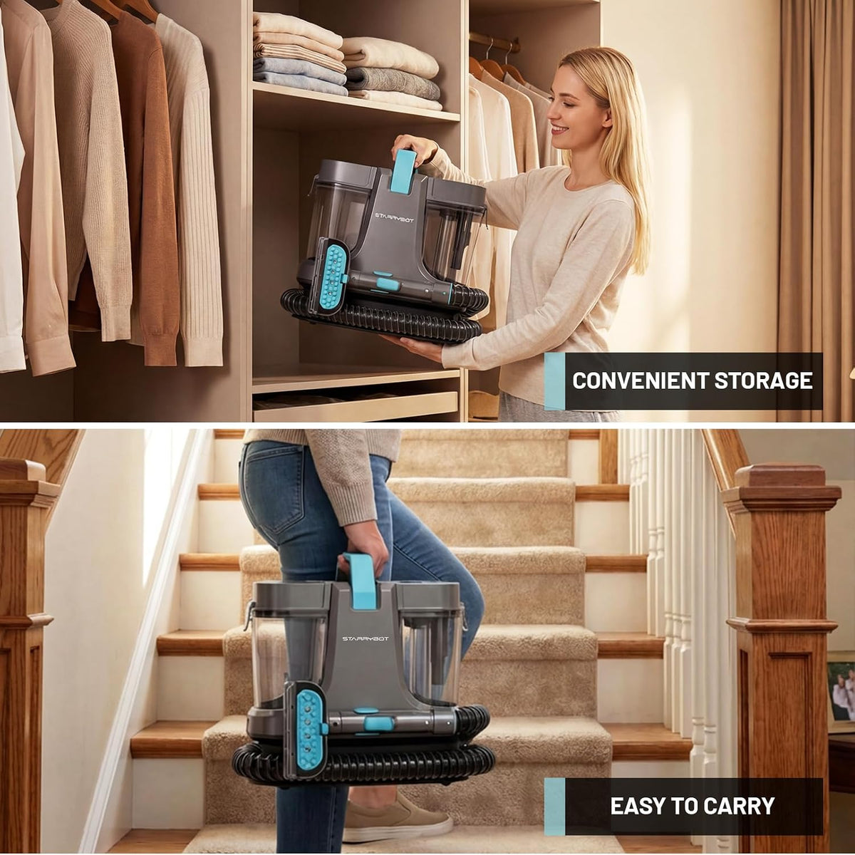 Portable Carpet Cleaner with Steam, 18Kpa Spot Cleaner(Gray)