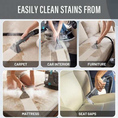 Portable Carpet Cleaner with Steam, 18Kpa Spot Cleaner(Gray)