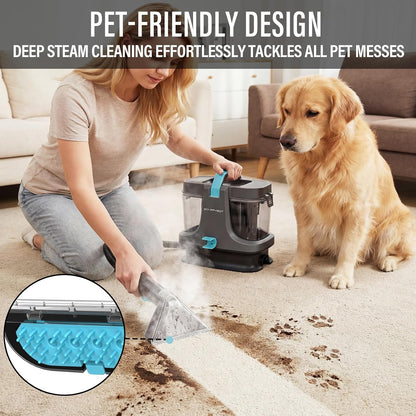 Portable Carpet Cleaner with Steam, 18Kpa Spot Cleaner(Gray)