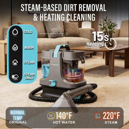Portable Carpet Cleaner with Steam, 18Kpa Spot Cleaner(Gray)