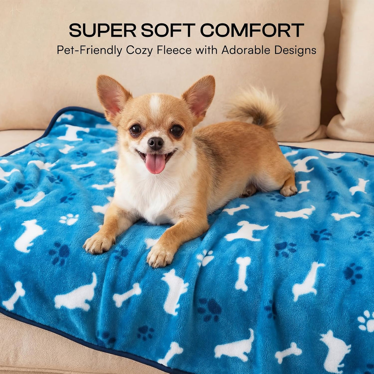 Dog Blanket 3 Pack, Soft Cozy Fleece Throw for Puppy Cat,23"x16" | Fuzzy Flannel Small Pet Blanket Washable, Cute Paw Print for Crate Car Bed. Puppy Essential,Cat Stuff Gifts,Small