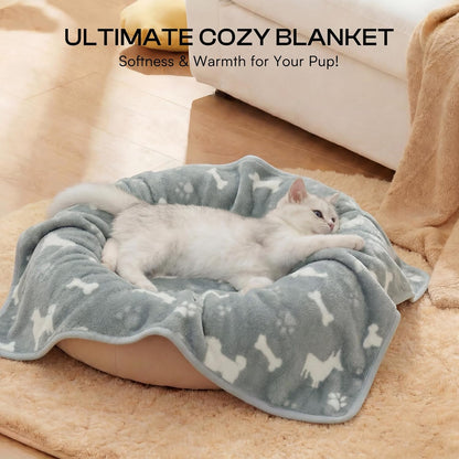 Dog Blanket 3 Pack, Soft Cozy Fleece Throw for Puppy Cat,23"x16" | Fuzzy Flannel Small Pet Blanket Washable, Cute Paw Print for Crate Car Bed. Puppy Essential,Cat Stuff Gifts,Small