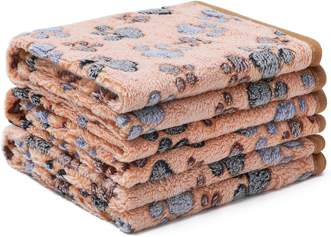 Dog Blanket 3 Pack, Soft Cozy Fleece Throw for Puppy Cat,23"x16" | Fuzzy Flannel Small Pet Blanket Washable, Cute Paw Print for Crate Car Bed. Puppy Essential,Cat Stuff Gifts,Small