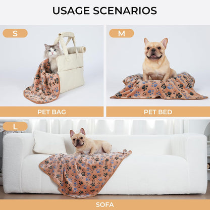 Dog Blanket 3 Pack, Soft Cozy Fleece Throw for Puppy Cat,23"x16" | Fuzzy Flannel Small Pet Blanket Washable, Cute Paw Print for Crate Car Bed. Puppy Essential,Cat Stuff Gifts,Small