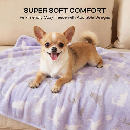 Dog Blanket 3 Pack, Soft Cozy Fleece Throw for Puppy Cat,23"x16" | Fuzzy Flannel Small Pet Blanket Washable, Cute Paw Print for Crate Car Bed. Puppy Essential,Cat Stuff Gifts,Small