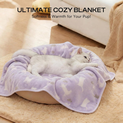 Dog Blanket 3 Pack, Soft Cozy Fleece Throw for Puppy Cat,23"x16" | Fuzzy Flannel Small Pet Blanket Washable, Cute Paw Print for Crate Car Bed. Puppy Essential,Cat Stuff Gifts,Small