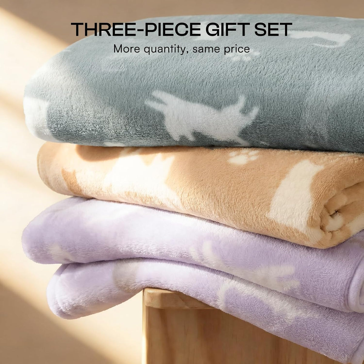 Dog Blanket 3 Pack, Soft Cozy Fleece Throw for Puppy Cat,23"x16" | Fuzzy Flannel Small Pet Blanket Washable, Cute Paw Print for Crate Car Bed. Puppy Essential,Cat Stuff Gifts,Small