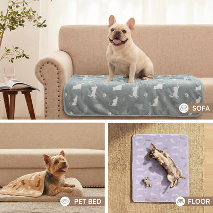 Dog Blanket 3 Pack, Soft Cozy Fleece Throw for Puppy Cat,23"x16" | Fuzzy Flannel Small Pet Blanket Washable, Cute Paw Print for Crate Car Bed. Puppy Essential,Cat Stuff Gifts,Small