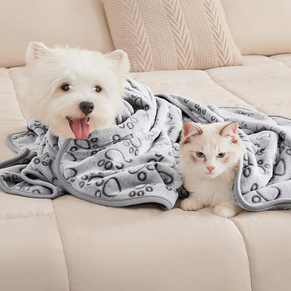 Dog Blanket 3 Pack, Soft Cozy Fleece Throw for Puppy Cat,23"x16" | Fuzzy Flannel Small Pet Blanket Washable, Cute Paw Print for Crate Car Bed. Puppy Essential,Cat Stuff Gifts,Small
