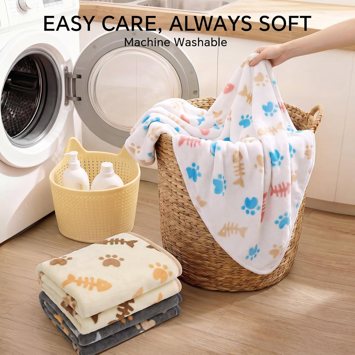 Dog Blanket 3 Pack, Soft Cozy Fleece Throw for Puppy Cat,23"x16" | Fuzzy Flannel Small Pet Blanket Washable, Cute Paw Print for Crate Car Bed. Puppy Essential,Cat Stuff Gifts,Small
