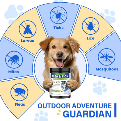 Flea and Tick Protection for Dogs-200 Natural Soft Chewable Fleas Ticks Pests Defense Supplement Supports Skin Coat Immune Health-Daily Oral Flea Tick Treatment All Breeds Ages-Chicken
