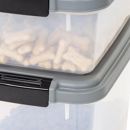 Airtight Pet Food Storage Container with Scoop, BPA Free, Removable Wheels, 69 QT, Gray