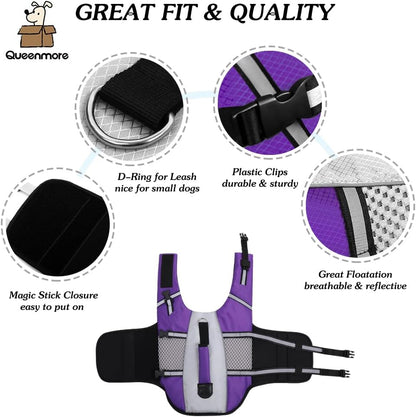 Lightweight Dog Life Jacket Puppy Swimming Vest with Lift Handle