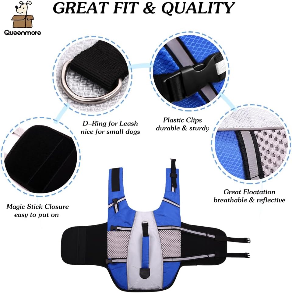 Lightweight Dog Life Jacket Puppy Swimming Vest with Lift Handle