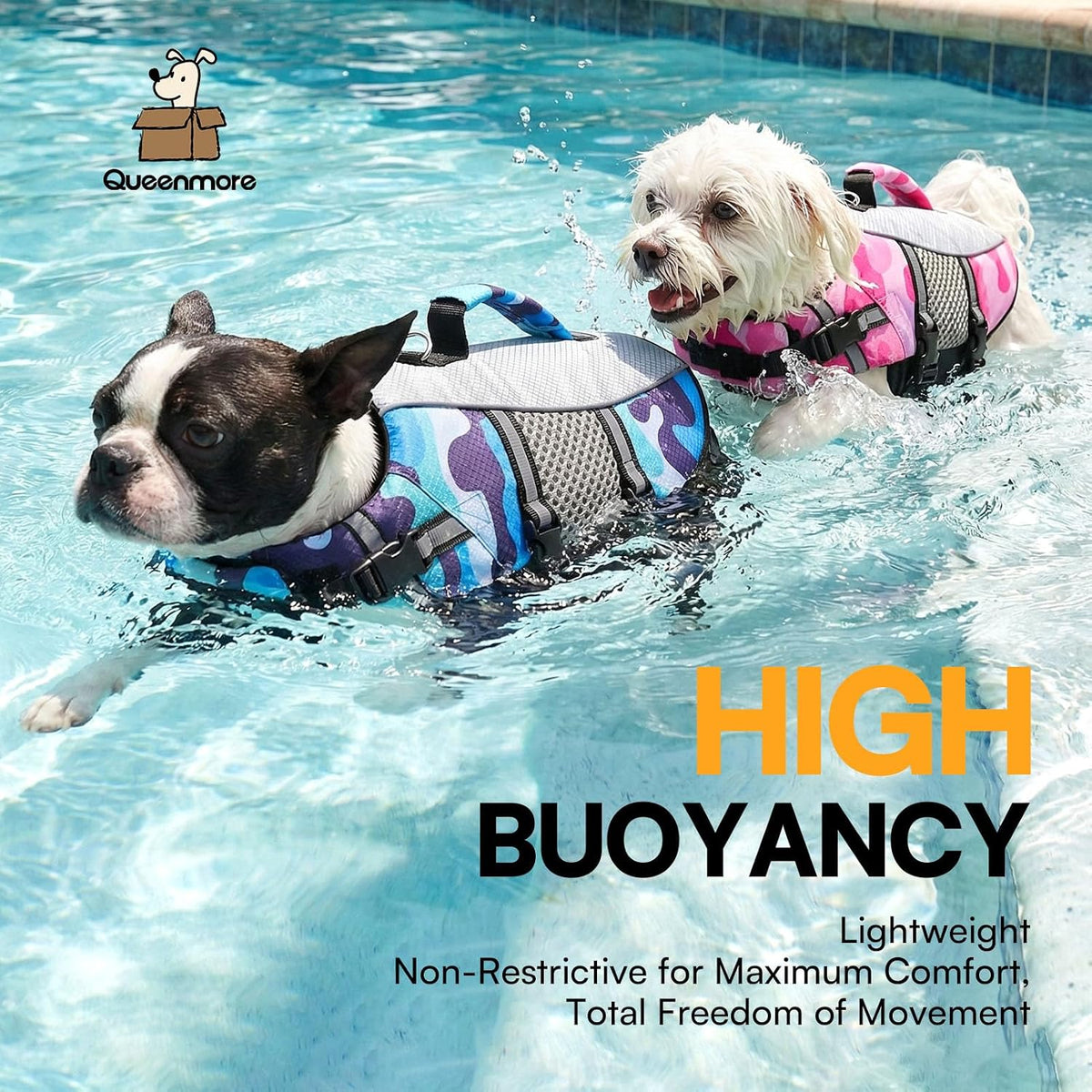 Lightweight Dog Life Jacket Puppy Swimming Vest with Lift Handle