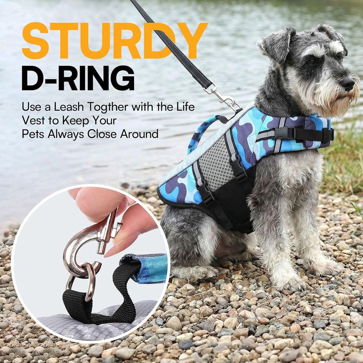 Lightweight Dog Life Jacket Puppy Swimming Vest with Lift Handle