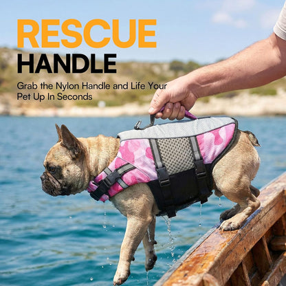 Lightweight Dog Life Jacket Puppy Swimming Vest with Lift Handle