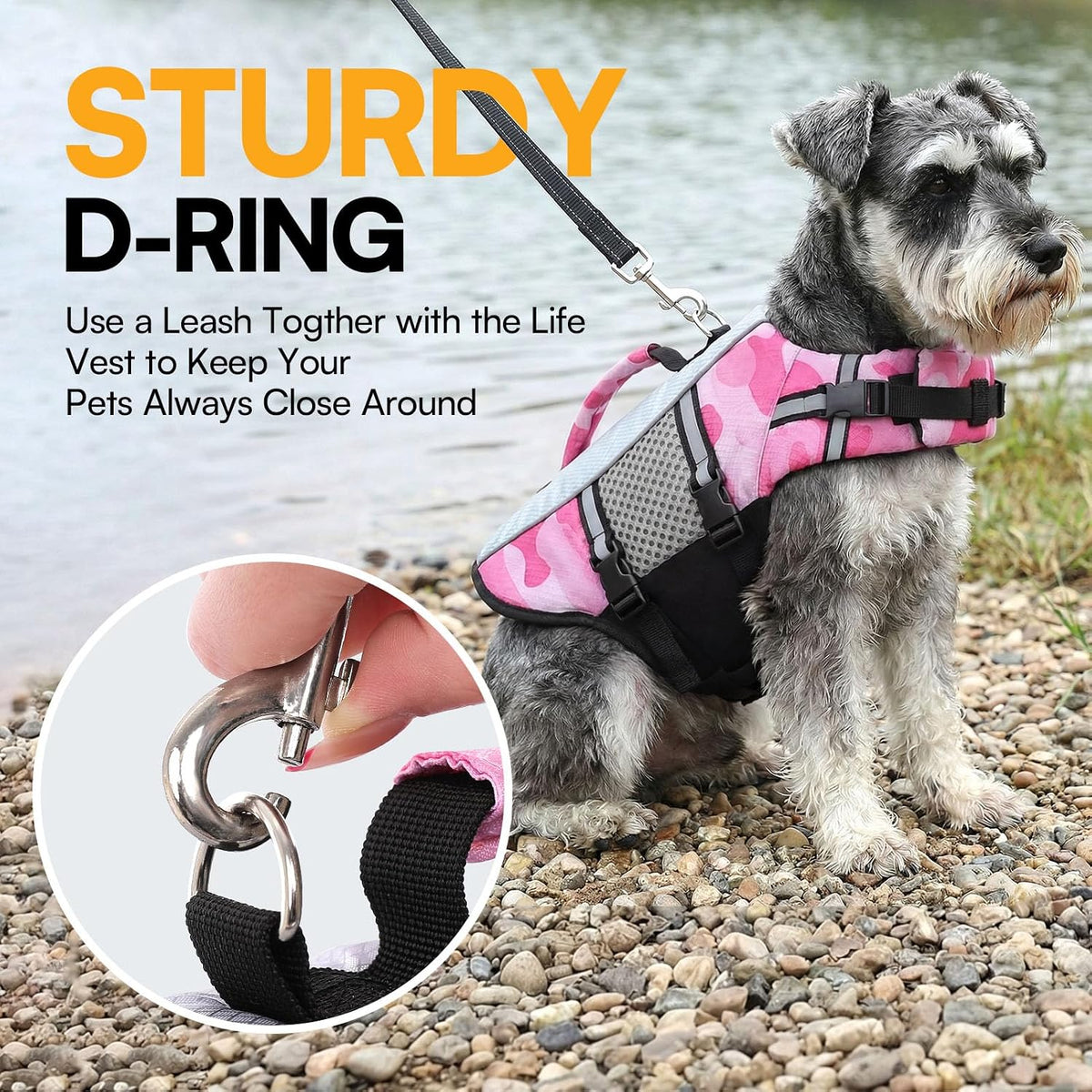 Lightweight Dog Life Jacket Puppy Swimming Vest with Lift Handle