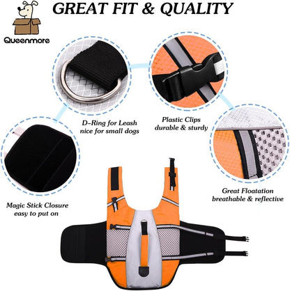 Lightweight Dog Life Jacket Puppy Swimming Vest with Lift Handle