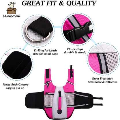 Lightweight Dog Life Jacket Puppy Swimming Vest with Lift Handle