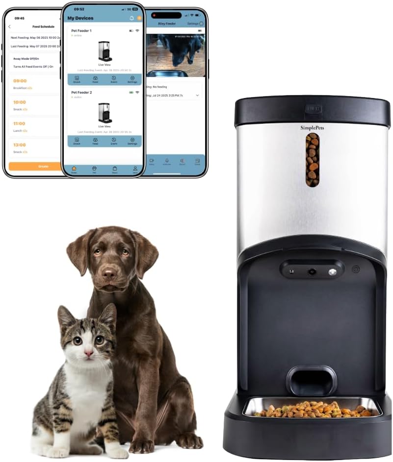 SMARTFeeder 20L Automatic Dog and Cat Feeder – Stainless Steel Pet Food Dispenser with Wi-Fi App, Scheduled Feedings, Portion Control, HD Camera, Speaker & Microphone