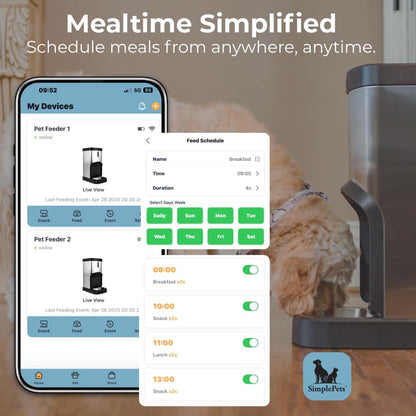 SMARTFeeder 20L Automatic Dog and Cat Feeder – Stainless Steel Pet Food Dispenser with Wi-Fi App, Scheduled Feedings, Portion Control, HD Camera, Speaker & Microphone