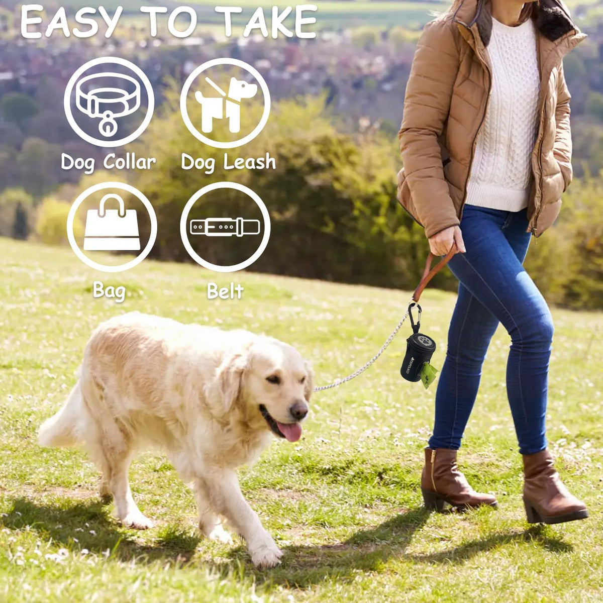 Dog Poop Bag Holder for Leash, Easy Release Poop Bag Dispenser