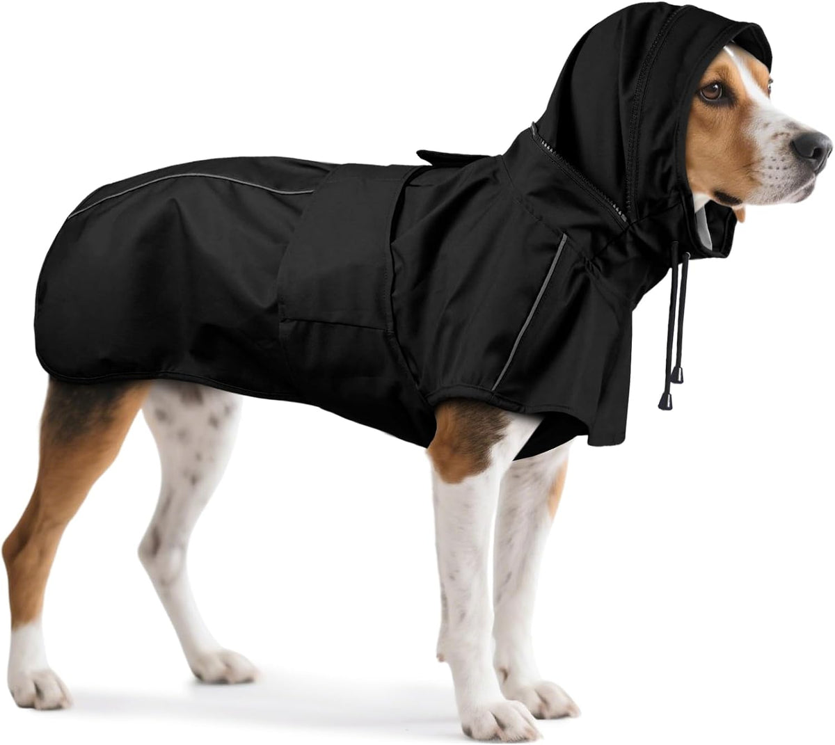 Dog Raincoat, Waterproof Dog Rain Jacket with Hood, Black M
