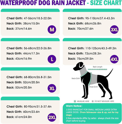 Dog Raincoat, Waterproof Dog Rain Jacket with Hood, Black M
