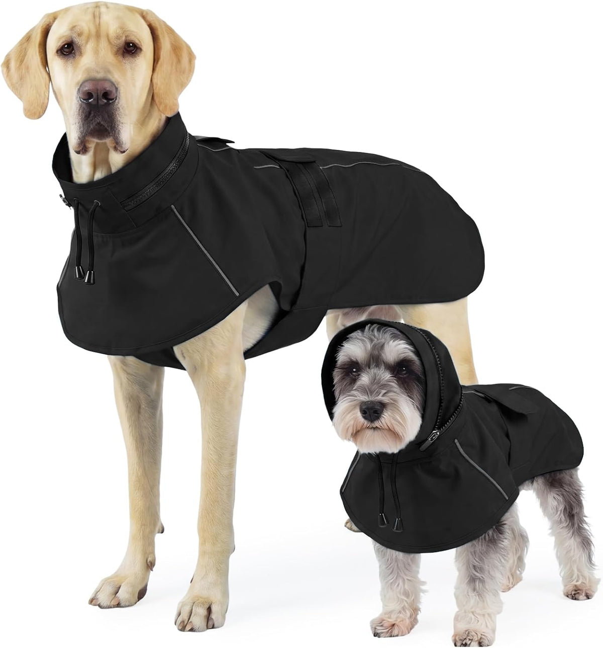 Dog Raincoat, Waterproof Dog Rain Jacket with Hood, Black M