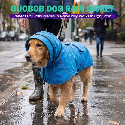 Dog Raincoat, Waterproof Dog Rain Jacket with Hood, Black M