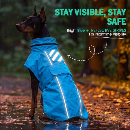 Dog Raincoat, Waterproof Dog Rain Jacket with Hood, Black M