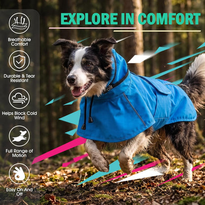 Dog Raincoat, Waterproof Dog Rain Jacket with Hood, Black M